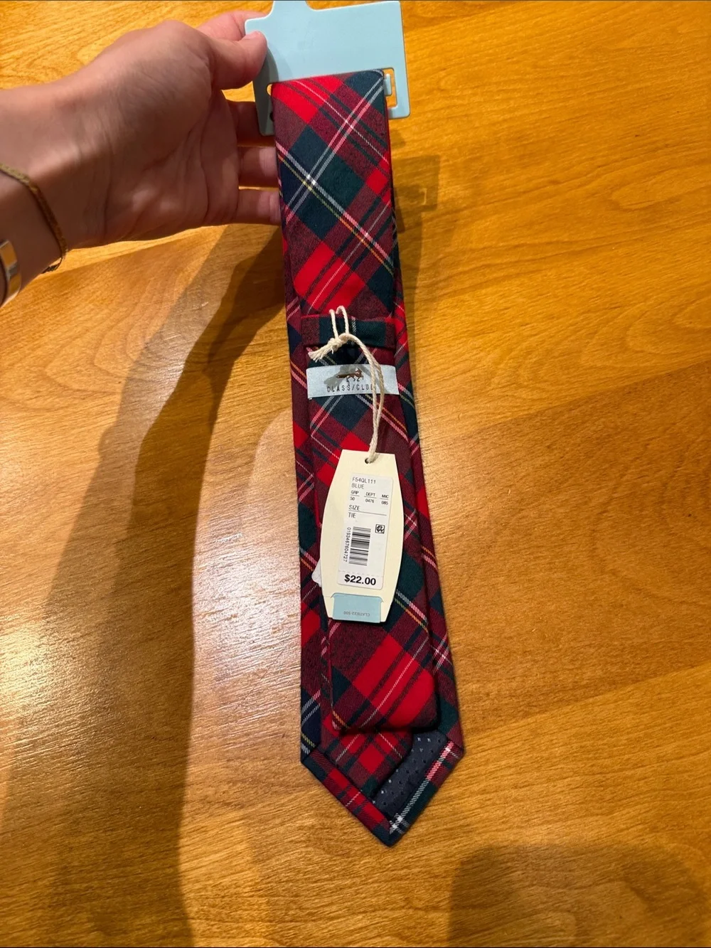 Class Club Red Green and Navy Plaid Tie